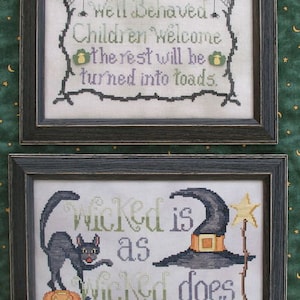 WICKED STITCHES; Digital Pattern for Cross Stitch; Instant PDF Download; 2 Witch Designs for Halloween!