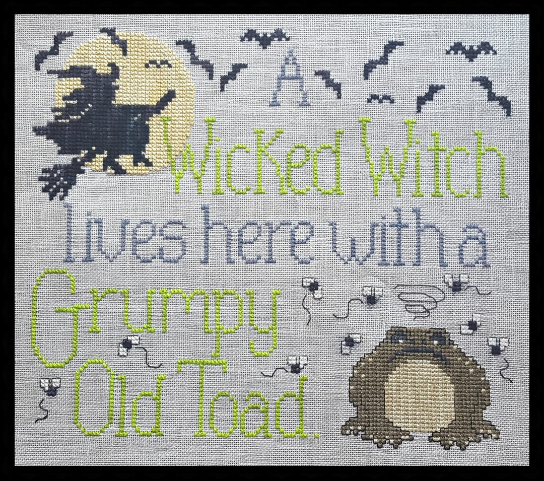 Wicked Witch & Grumpy Toad; Pattern for Counted Cross Stitch; Instant ...