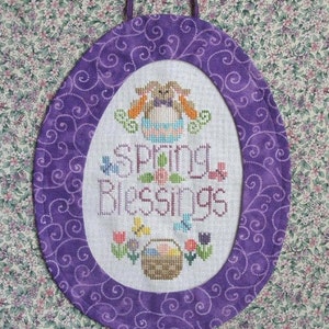 SPRING BLESSINGS; Pattern for Counted Cross Stitch; Instant PDF Download; Cute Bunny for Easter