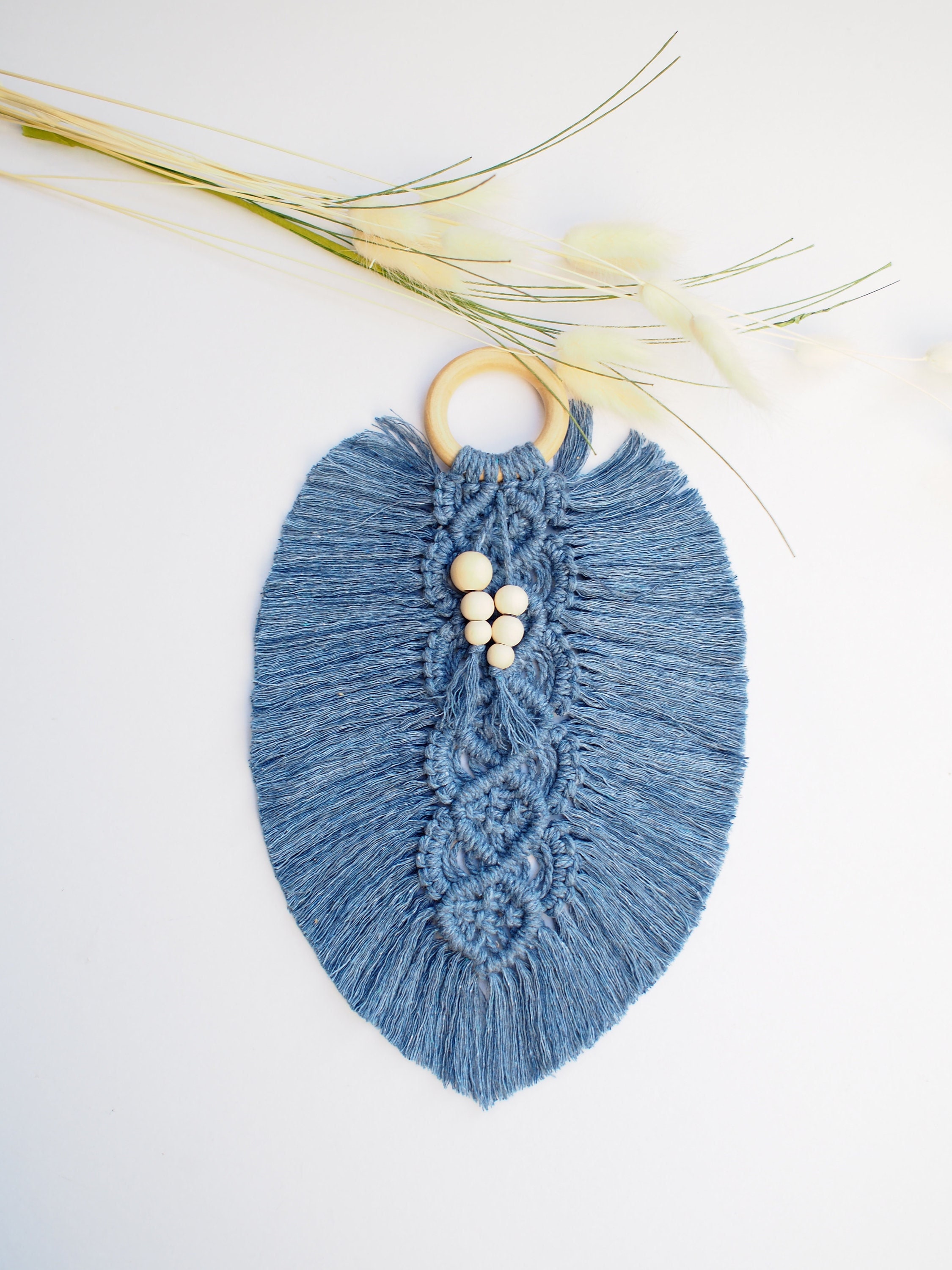 Suspension Macramé Plume - Décoration Murale Bohème/Scandinave Pour Une Déco Cocooning -Boho Decor B