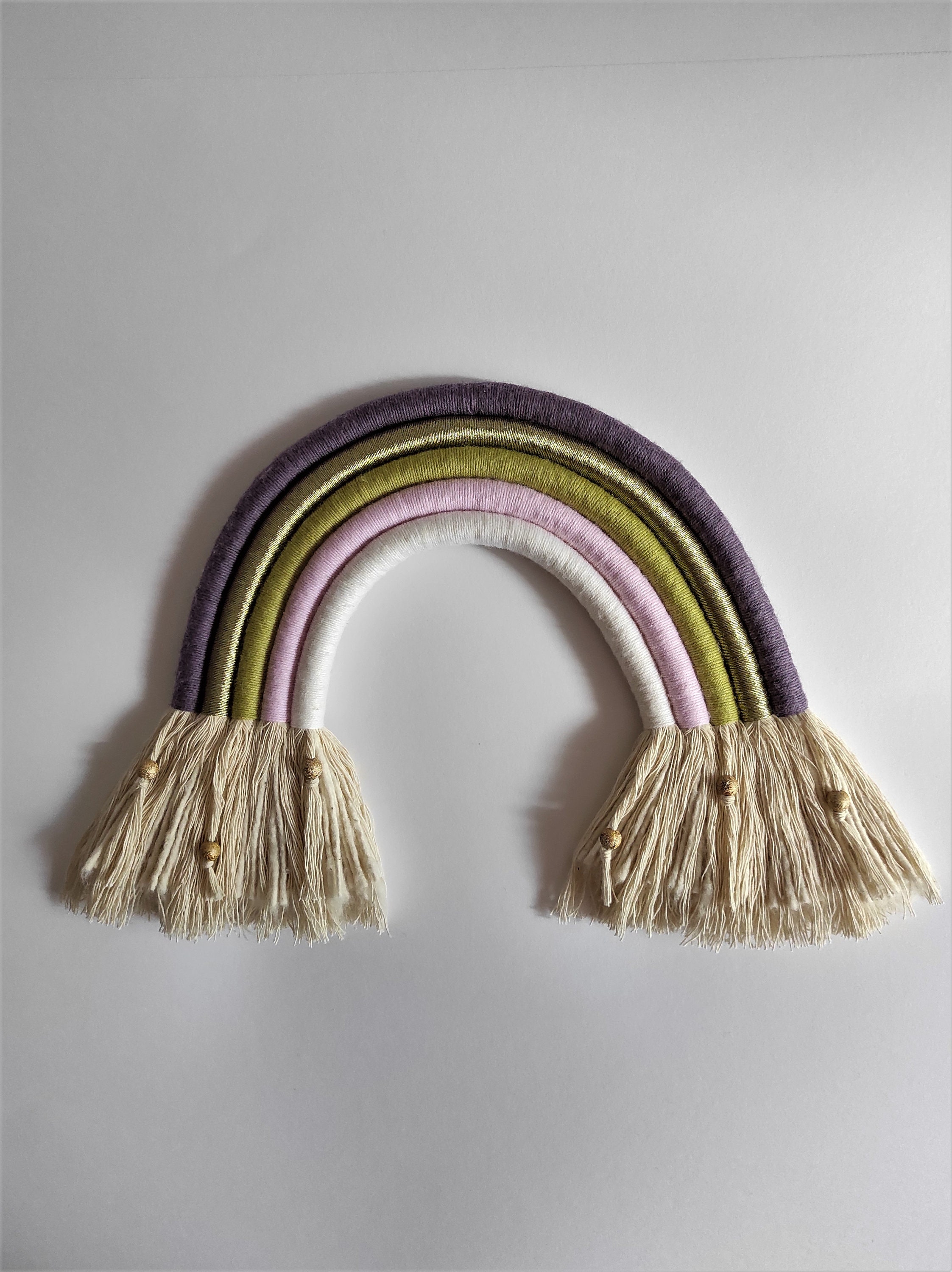 Suspension Murale Arc en Ciel Laine Macramé - Décoration Bohème, Déco Toute Douce Pour Chambre de Bé