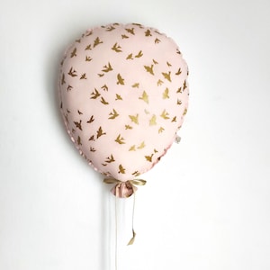 Wall balloon fabric golden birds / baby room, child.