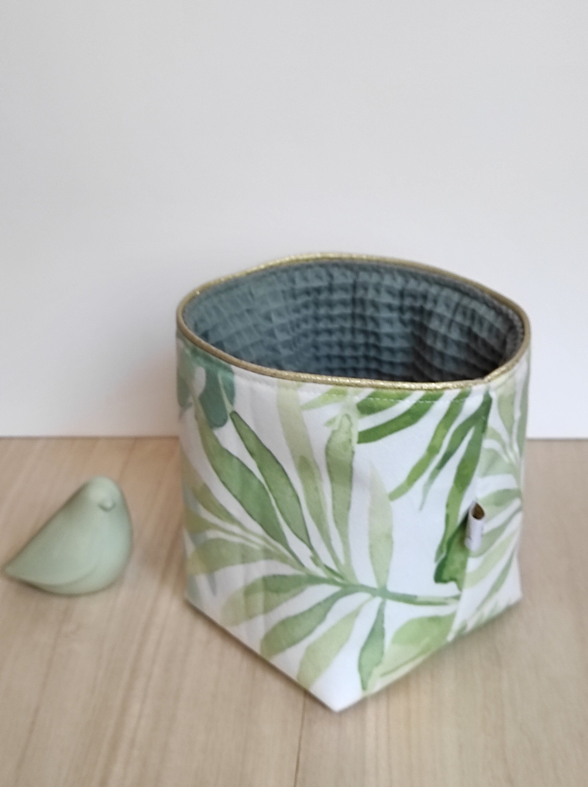 Panier de Rangement en Tissus Velours, Motif Tropical, Idéal Pour La Salle Bain, Chambre ou Vide Poc