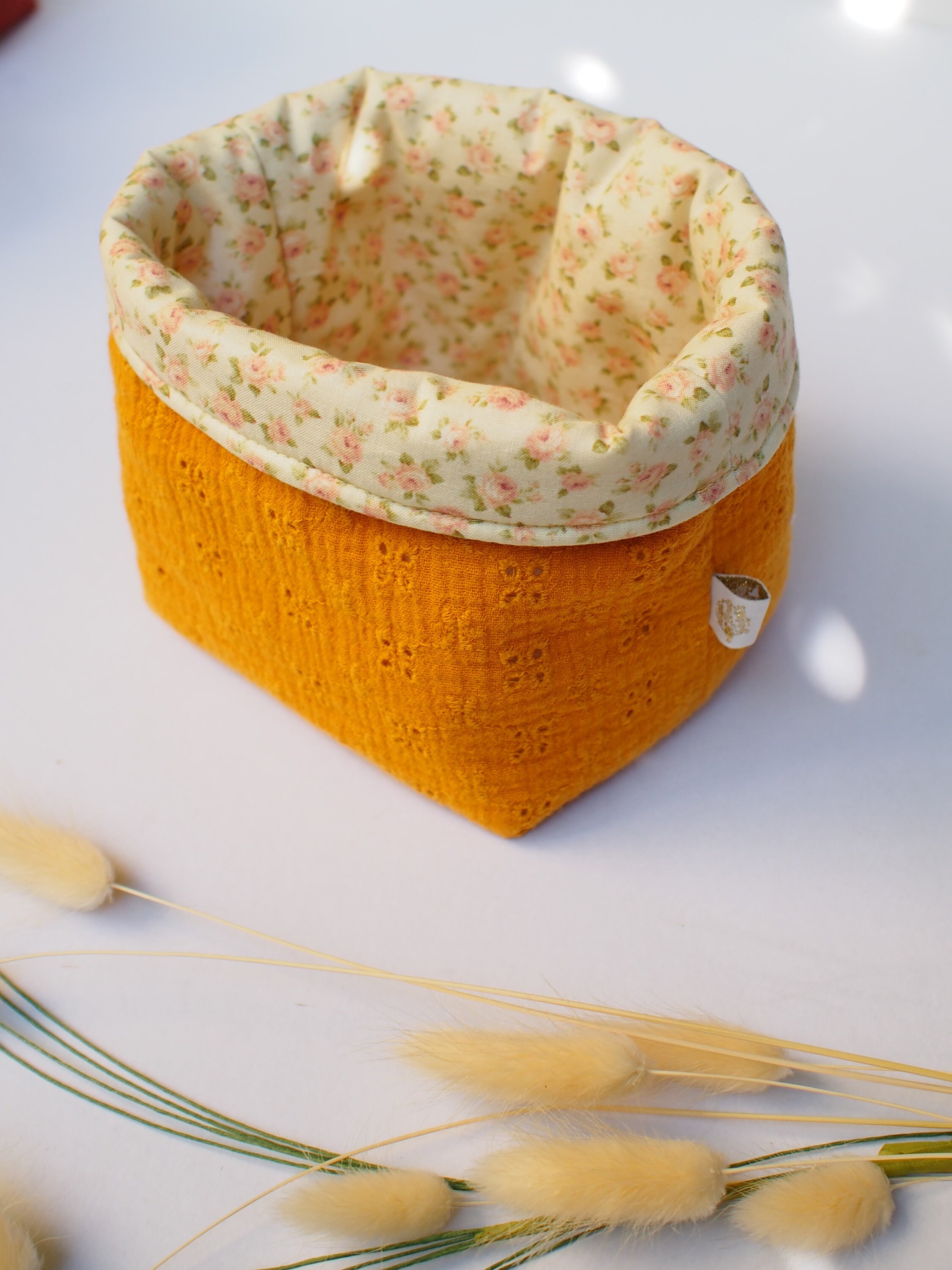 Panier de Rangement en Tissus 100% Coton, Idéal Pour La Table à Langer, Salle Bain, Chambre d'enfant