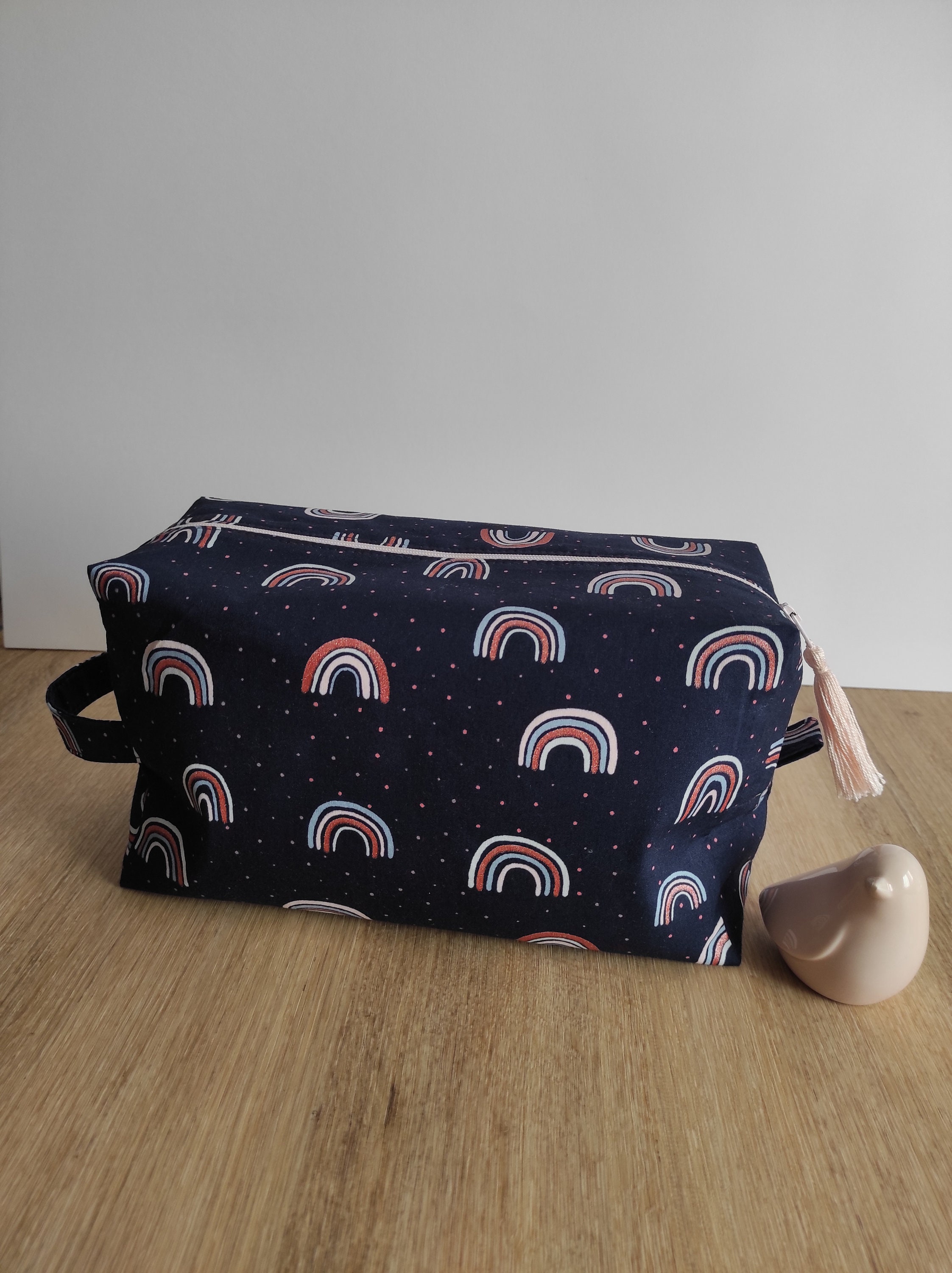 Toilet Bag in Cotton Fabric Exotic Pattern Inside Cotton Etsy UK