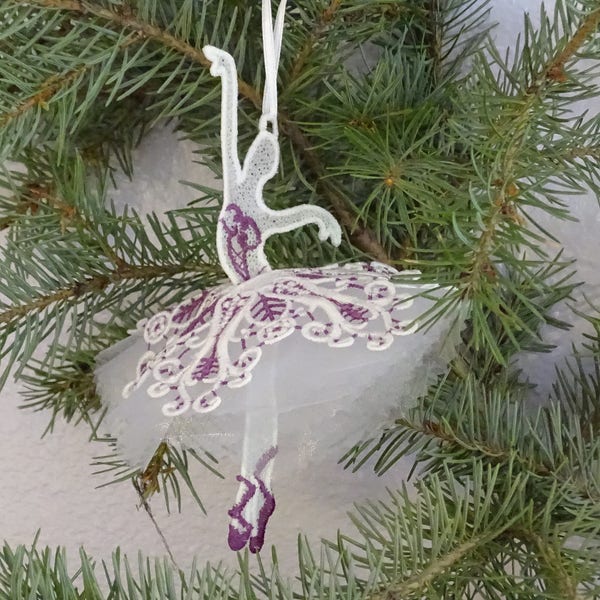 Embroidered dancing ballerina ornament