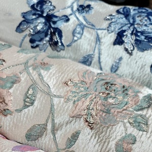 Brocade Jacquard Floral Sage Blush Blue Coral Prom Fabric By The Yard Gown Quinceañera Bridal Upholstery Drapery Pillow Draping