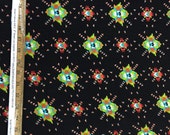 100 rayon challis. Black Native American inspired print. By the yard