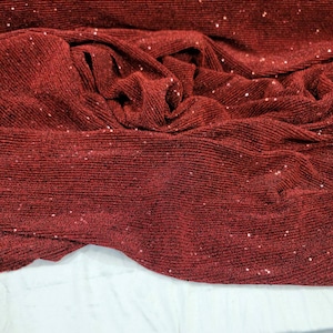 Burgundy Sparkly Lame Stretch Embroidery Sequin Mylar Prom Fabric Sold by the Yard For Gown Prom Bridal Evening Dress Pleated Shimmer Spande