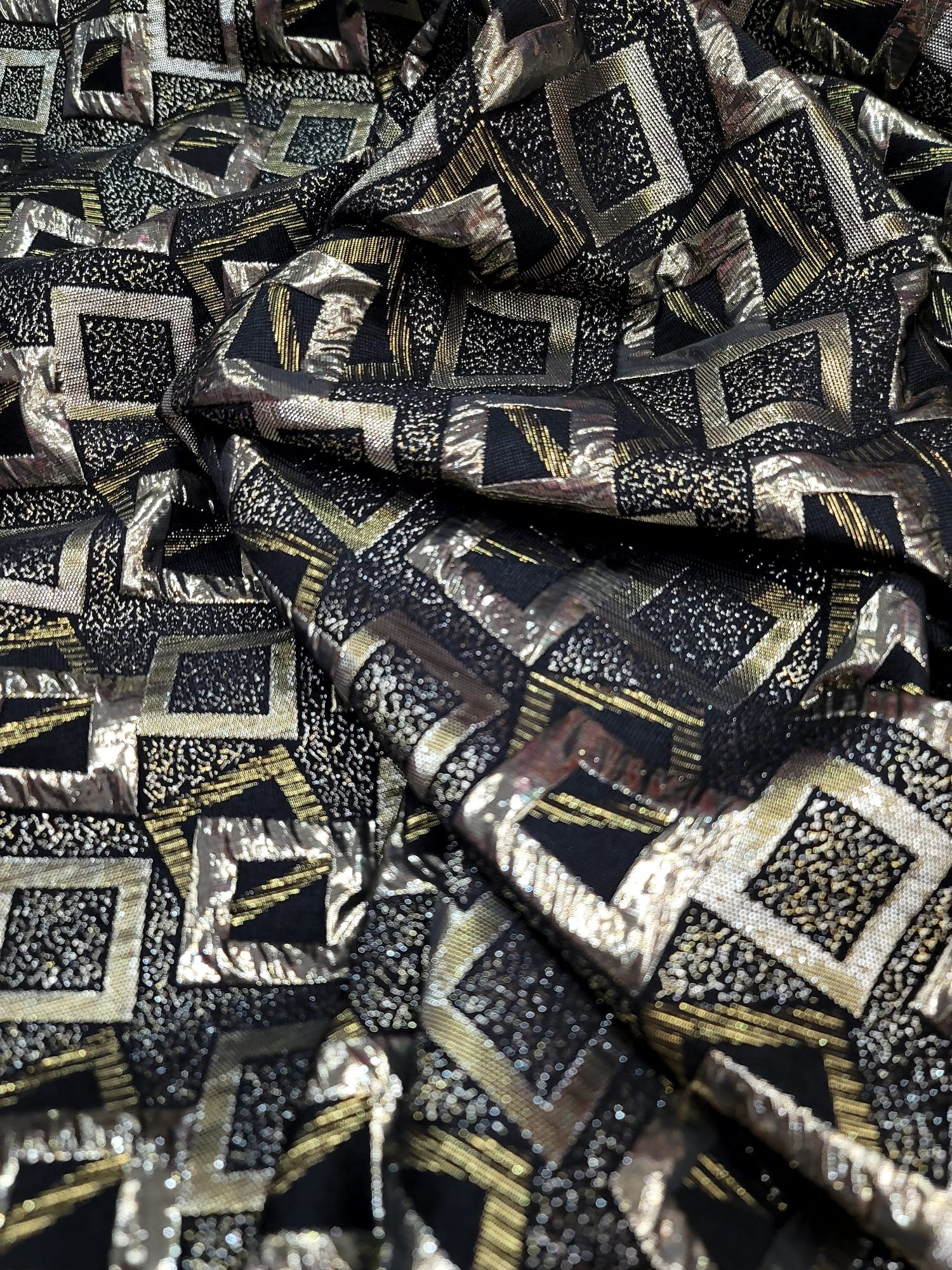 Gold Black Brocade Geometric Sold by the Yard Clothing Dress Embossed  Textured Metallic Fashion Upholstery - Etsy