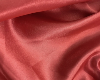 Coral Silk Satin Fabric, Soft Charmeuse, Bridal Apparel (60'' Wide)