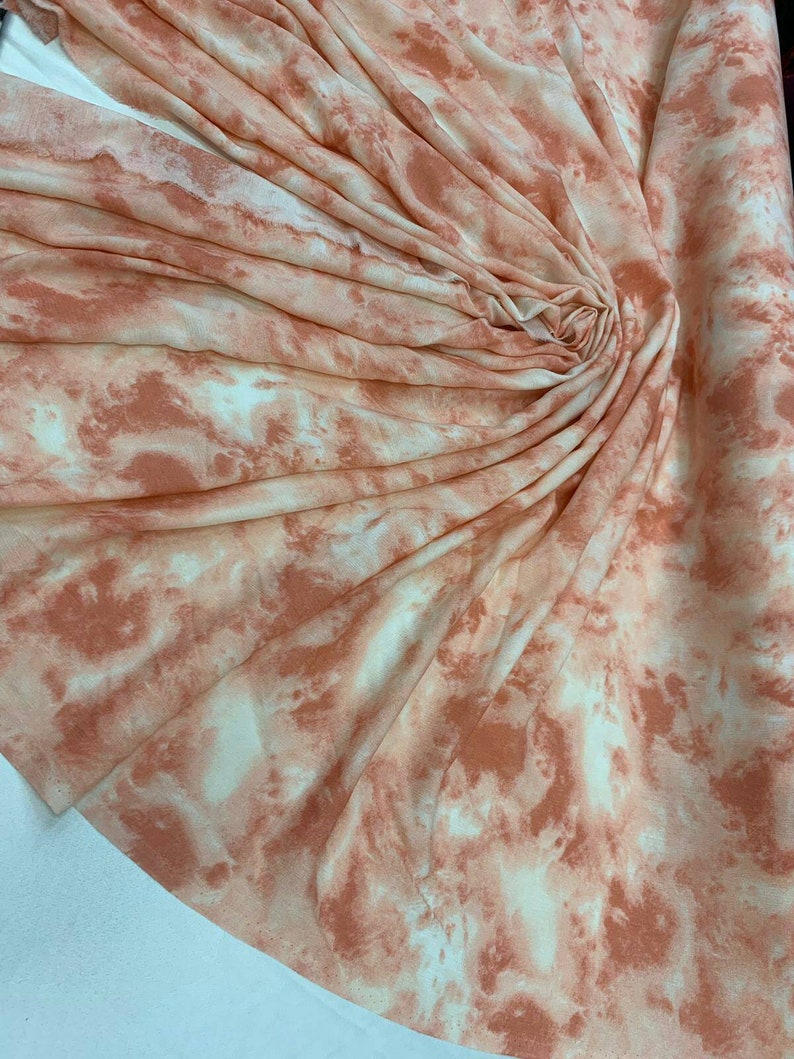 Rayon crepon Blush Peach abstract 51-52 in w Fabric by the yard soft organic kids dress draping clothing decoration flowy fabric image 1