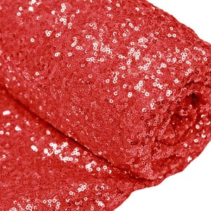 Red Sequin Fabric, 3mm Round Sequins, 48'' Wide, By The Yard