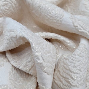 Champagne Gold Brocade Bridal Embossed Floral Evening Dress Metallic Fabric Sold by the Yard Gown Prom Quinceañera Dress