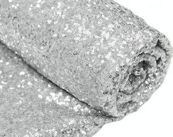 Zilveren paillettenstof, loper tafelkleed glitter, 1 werf