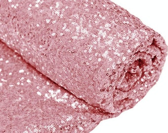 Pink Sequin Fabric, by The Yard, Sequin Fabric, Tablecloth, Linen, Sequin Tablecloth, Table Runner (Rose Pink)