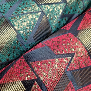 Emerald Green Brocade Jacquard Red Brocade Gold Accent Fabric By The Yard Decoration Clothing Draping Dress Textured Fabric Embossed Black