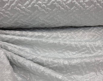 White Brocade Silver Textured Jacquard Fabric Sold By The Yard Gown Prom Quinceañera Bridal Dress Wedding Fabric Bridal Brocade