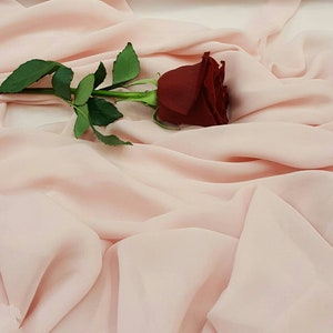 Soft Pink Chiffon Fabric Sold by The yard Ligth weight Sheer Flowy Fabric Decoration Draping Clothing Fashion Soft