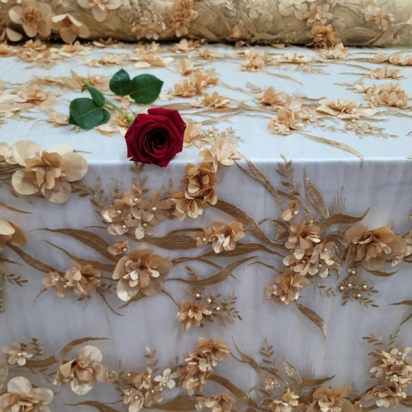 Gold Fabric Flower Etsy
