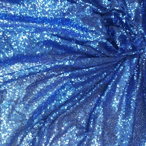 Royal blue Sequin on 1 way stretch mesh glitz sequin fabric  sold by the yard wedding decoration party clothing shining draping