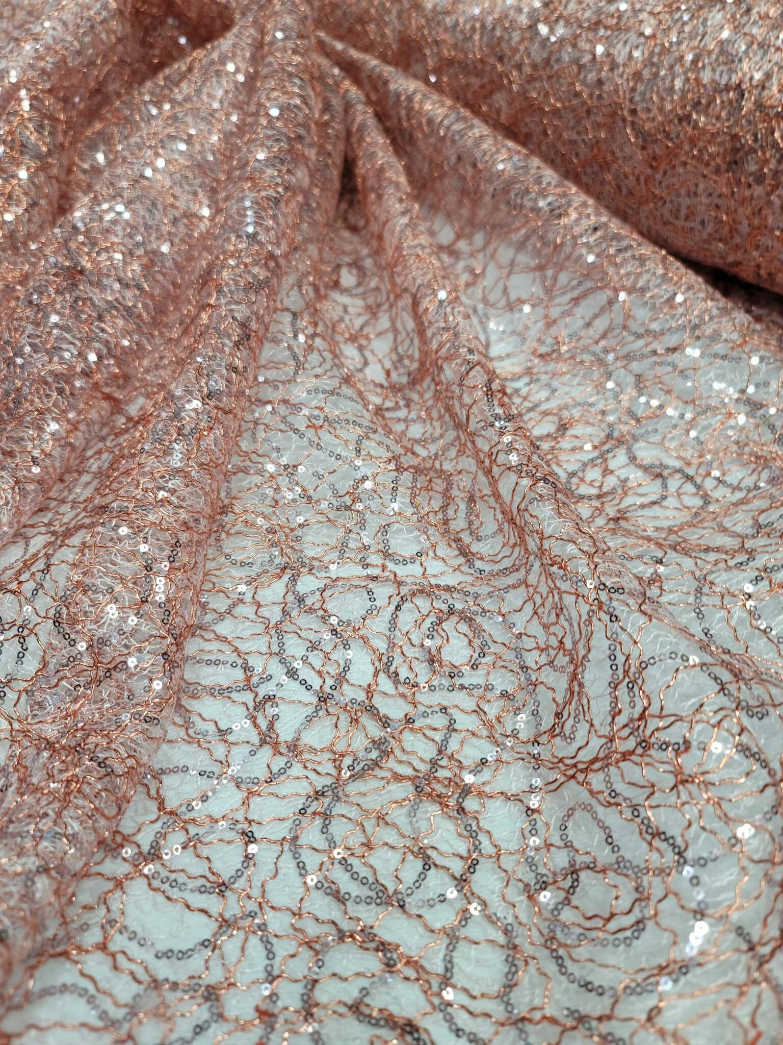 5 YARDS / 8 COLORS / Spider Web Style Sequin Beaded Embroidery