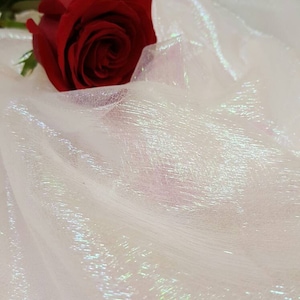 Shiny off White Organza Fabric, Organza Fabric With Shine for Bridal Dress,  Costume Dress 