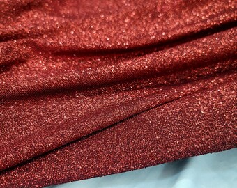Maroon Glitter On Spandex Fashion Stretch Lurex Fabric Sold By The Yard For Dress Prom Bridal
