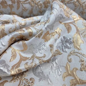Light Gold Silver Metallic Broacade Fabric main image 1