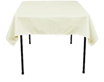 54 x 54-Inch Seamless Ivory Rectangular Polyester Tablecloth for Wedding Party Decorations Square Table Cloth Cover