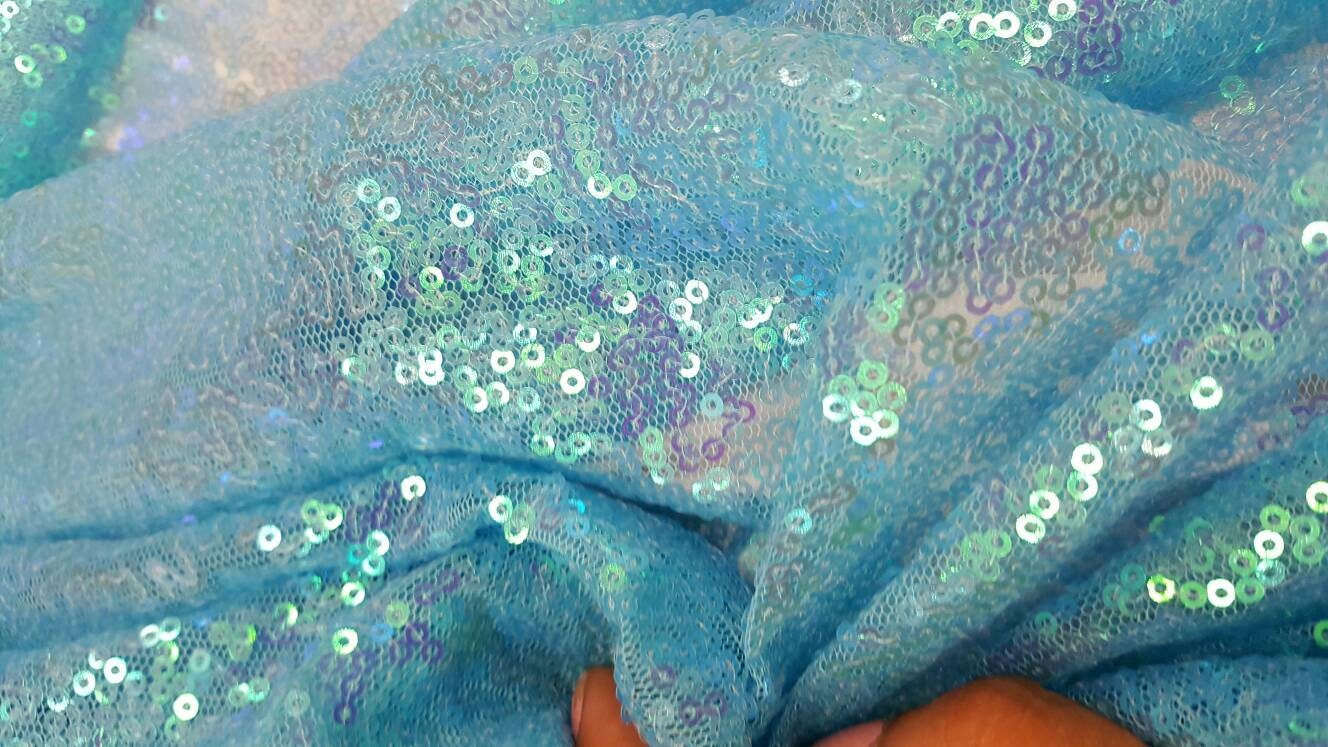 Skyblue Sequin & Beads On Chiffon JEC-136-9 Fabric main image 1