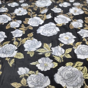 Brocade Jacquard Floral Flowers Textured Metallic Brocade Fabric Sold By The Yard Choose Color Mauve Silver Floral Black French Organza