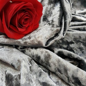 Gray Crushed Stretch Velvet Soft Luxurious Fabric Sold by the Yard Gorgeous Draping Clothing Decoration Prom Wedding Bridal Dress Tablecloth