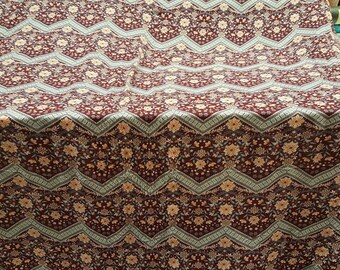 Burgundy Floral Chevron Rayon Challis Fabric by the Yard