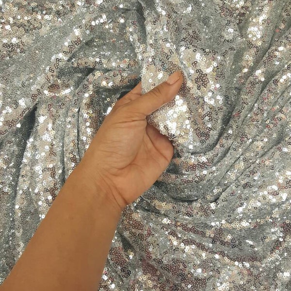 Silver Sequin Fabric Etsy