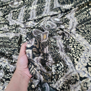 Nylon Spandex Animal Print Fabric By The Yard Stretch Leopard Fashion Foil Spandex