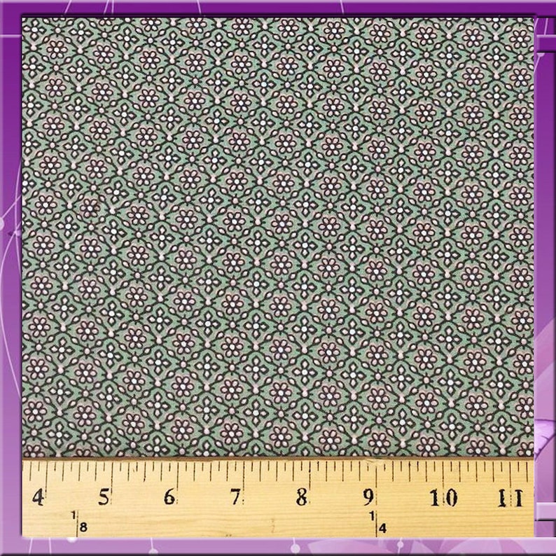 Rayon challis Light green background w small light pink flowers 58 60 wide fabric sold by the yard organic soft flowy fabric kids dress
