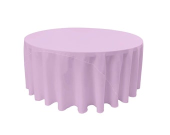 Polyester Poplin Round Tablecloth, 120-Inch, Lilac, 120",