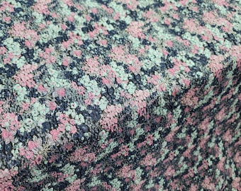 Navy Blue Brocade Floral Flowers Prom Fabric Sold By The Yard Gown Quinceañera Bridal Evening Dress Gorgeous Brocade Jacquard Textured