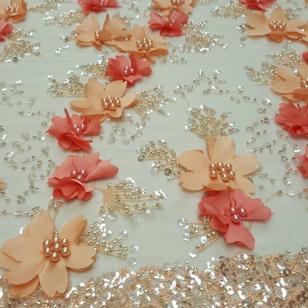 Peach Floral Printed Gown main image 1