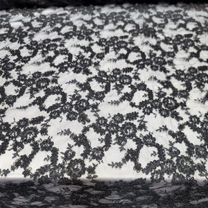 Black Lace Floral flowers Embroidered Fabric By The Yard Gown Prom Dress Dancer Clothing Fashion