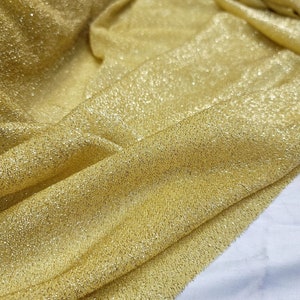 Yellow Sparkly Stretch Lame Fabric Sold By The Yard Draping Stretch Clothing Decoration Tablecloths Party