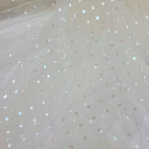 Off White Lace Iridescent Polka Dot Bridal Evening Dress Fabric Sold By The Yard Prom Party Decoration Clothing Draping Dancer Clothing