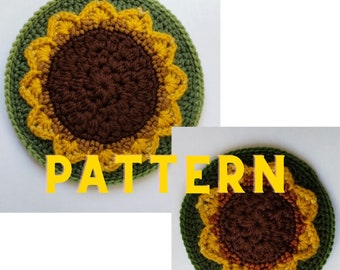 Sunflower Mug Coaster Crochet Pattern PDF in English with US Crochet Terms *Pattern Only*