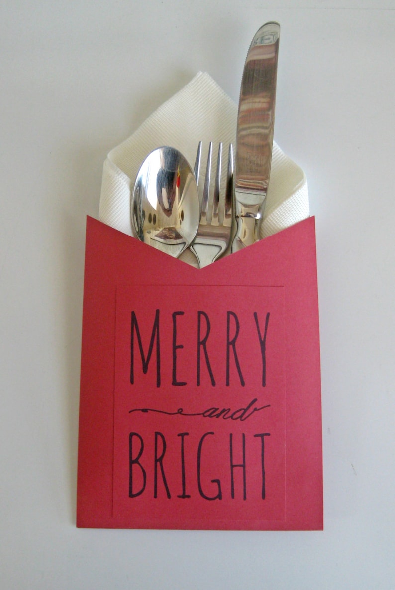 Utensil Holder Christmas Silverware Envelope Holiday Etsy