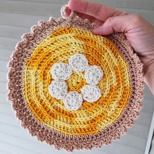 Lemon Meringue Pie Pot Holder Crochet Pattern PDF in English with US Crochet Terms *Pattern Only*