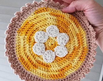 Lemon Meringue Pie Pot Holder Crochet Pattern PDF in English with US Crochet Terms *Pattern Only*