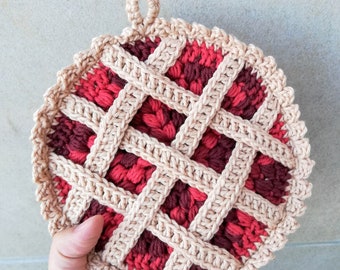 Patrón de crochet Berry Pie Pot Holder PDF en inglés con términos de crochet de EE. UU. *Solo patrón*