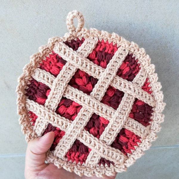 Patrón de crochet Berry Pie Pot Holder PDF en inglés con términos de crochet de EE. UU. *Solo patrón*