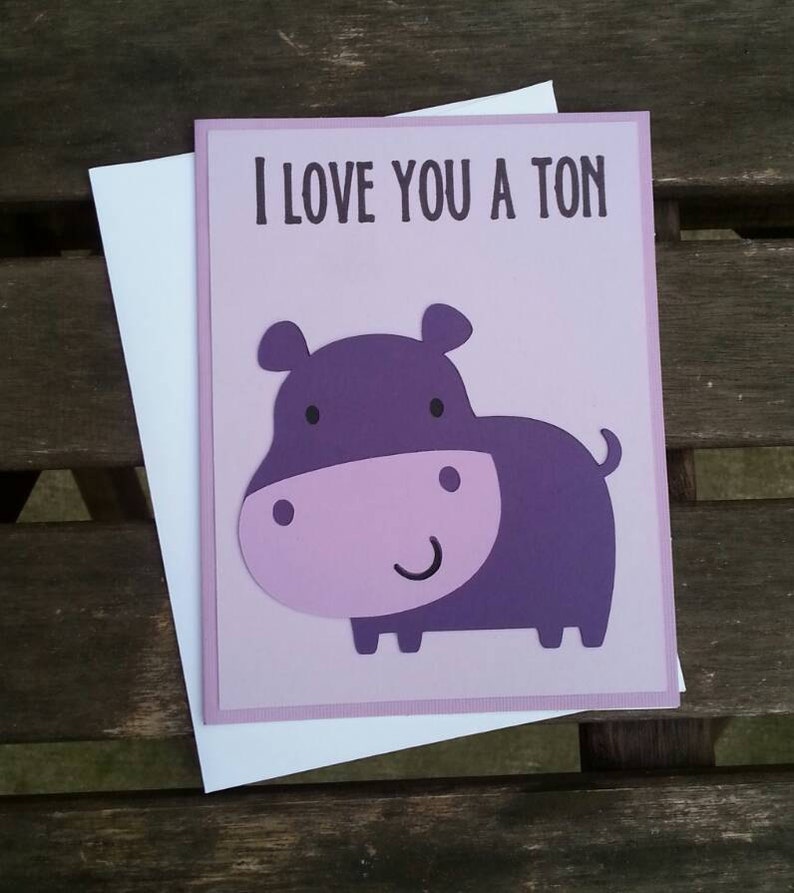 Hippo Valentine Card Hippopotamus Pun Card Animal Pun | Etsy